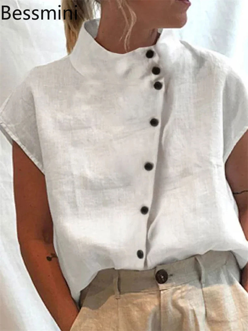 Elegant Cotton Linen Stand Nec - đánh giá và giá Linen Shirt Breathable