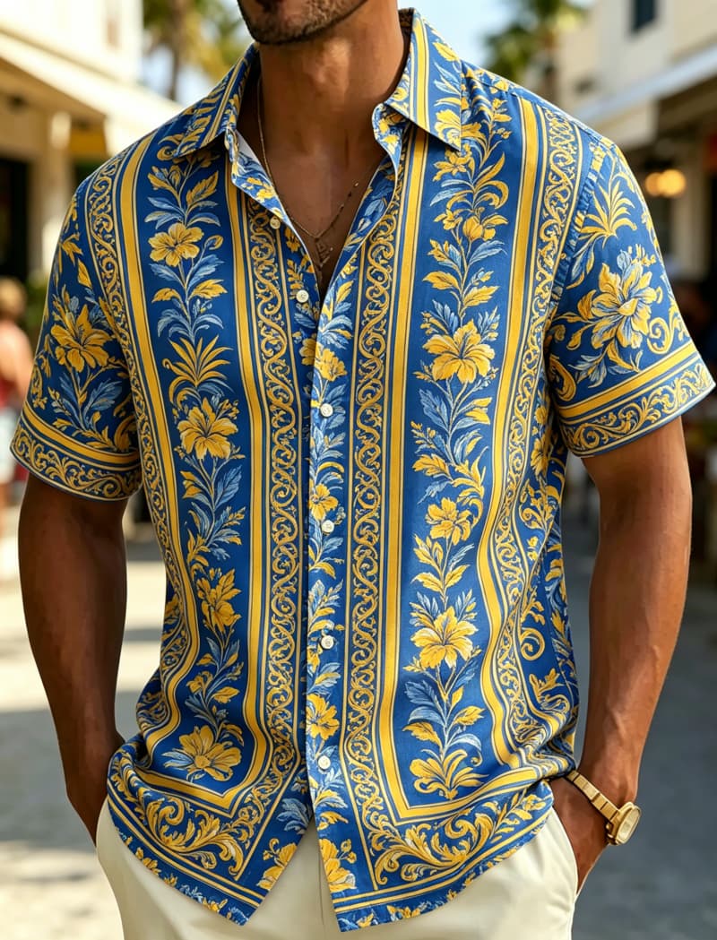 Men's Short Sleeve Shirt Lapel - đánh giá và giá Resort Shirt Floral